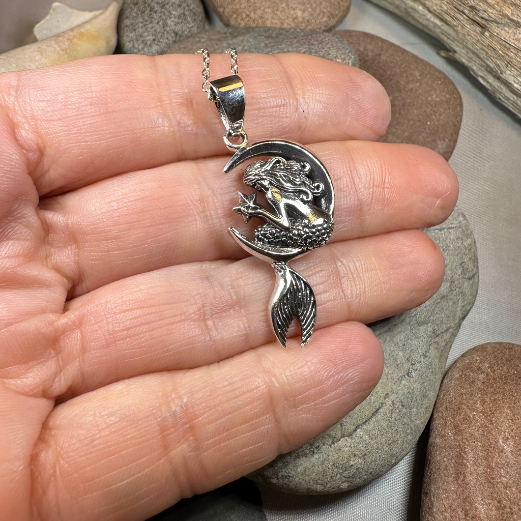 Mermaid on the Moon Necklace | Pendant | Wiccan Center
