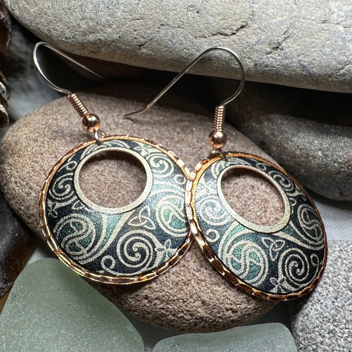 Renewal Celtic Spiral Copper Earrings | Dangle Earrings | Wiccan Center