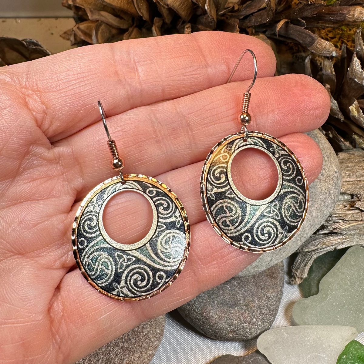 Renewal Celtic Spiral Copper Earrings | Dangle Earrings | Wiccan Center