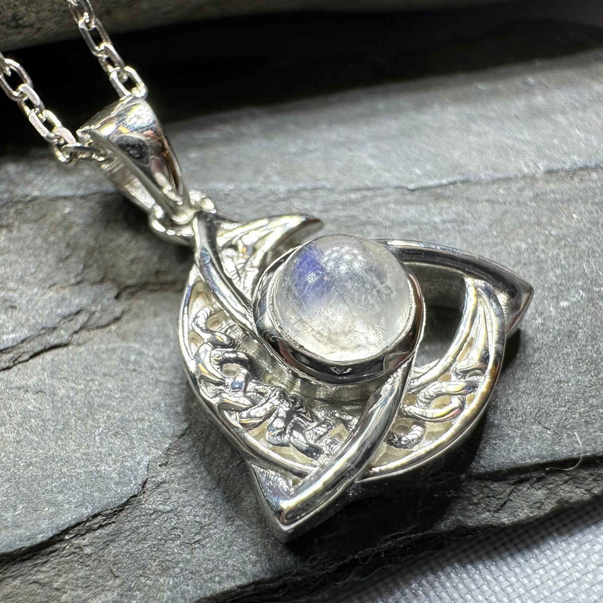 Evie Celtic Crescent Moon Necklace in Sterling Silver | Pendant | Wiccan Center