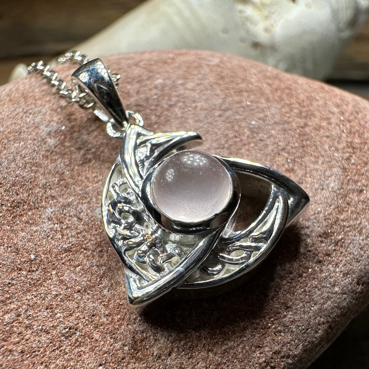 Evie Celtic Crescent Moon Necklace in Sterling Silver | Pendant | Wiccan Center