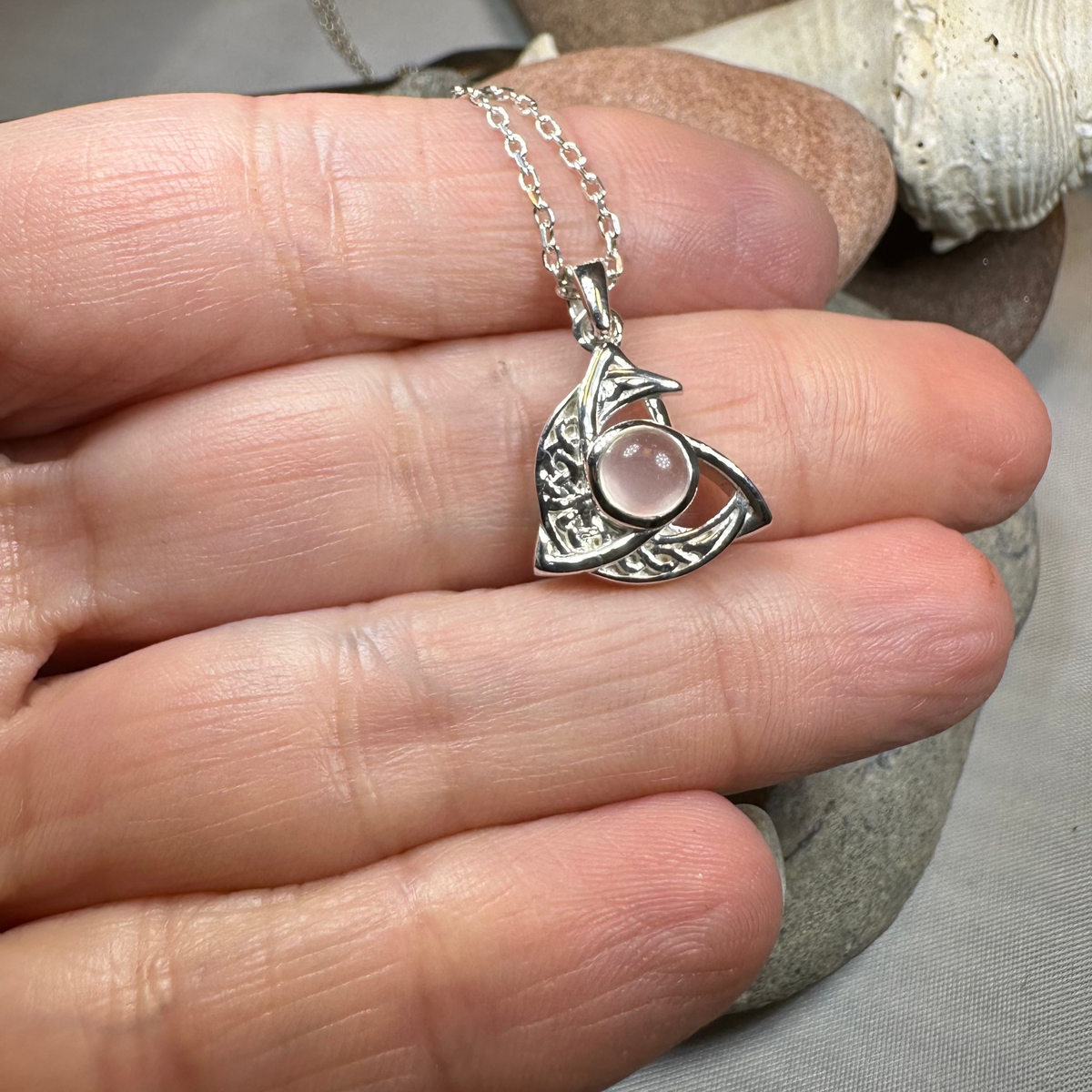Evie Celtic Crescent Moon Necklace in Sterling Silver | Pendant | Wiccan Center