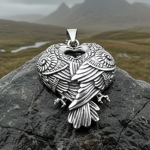 Soulmates Celtic Raven Necklace in Sterling Silver | Pendant | Wiccan Center