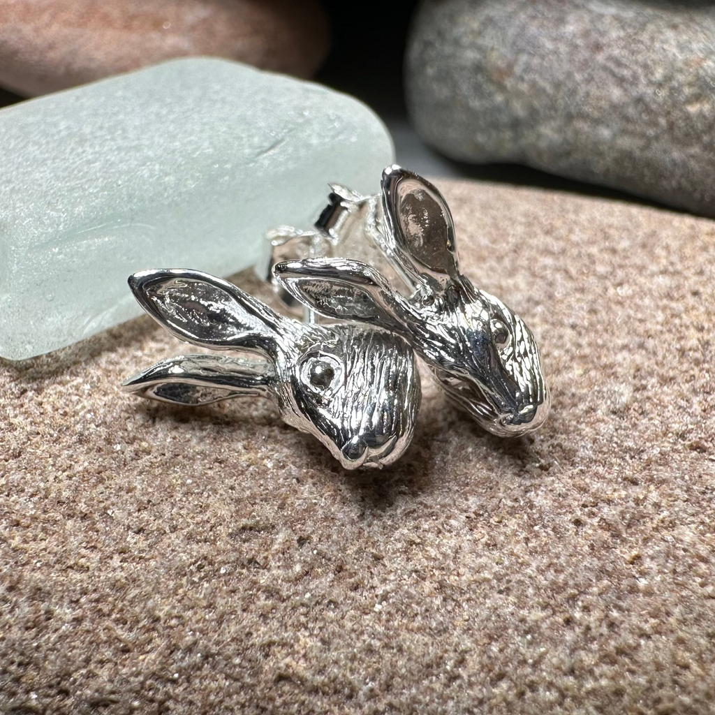 Thistledown Rabbit Post Earrings in Sterling Silver | Post Earrings | Wiccan Center