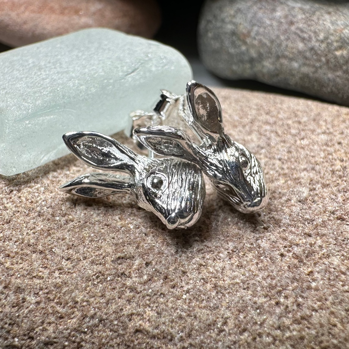 Thistledown Rabbit Post Earrings in Sterling Silver | Post Earrings | Wiccan Center