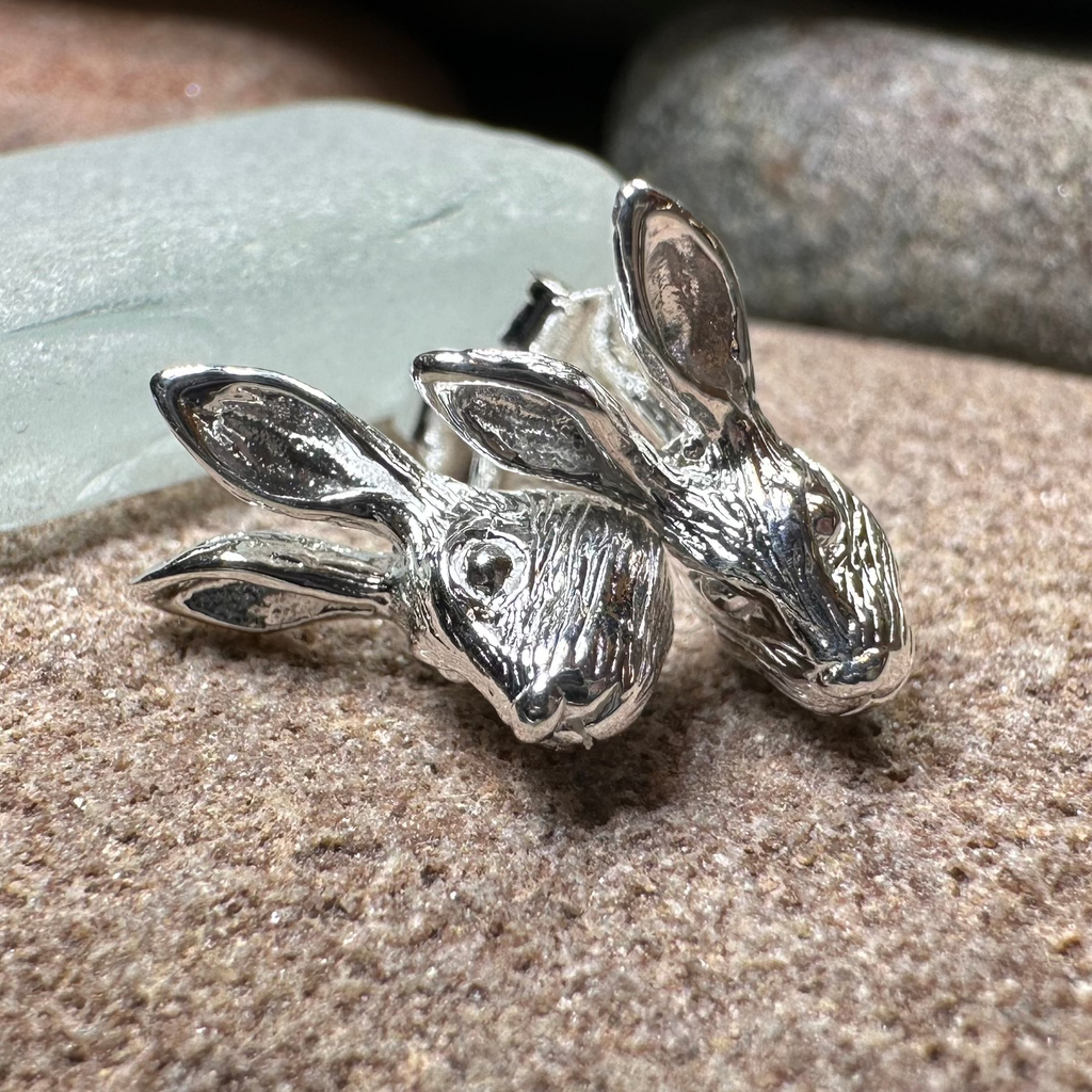 Thistledown Rabbit Post Earrings in Sterling Silver | Post Earrings | Wiccan Center