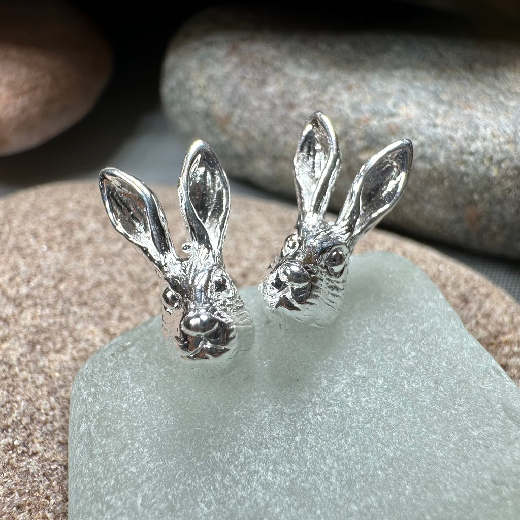 Thistledown Rabbit Post Earrings in Sterling Silver | Post Earrings | Wiccan Center