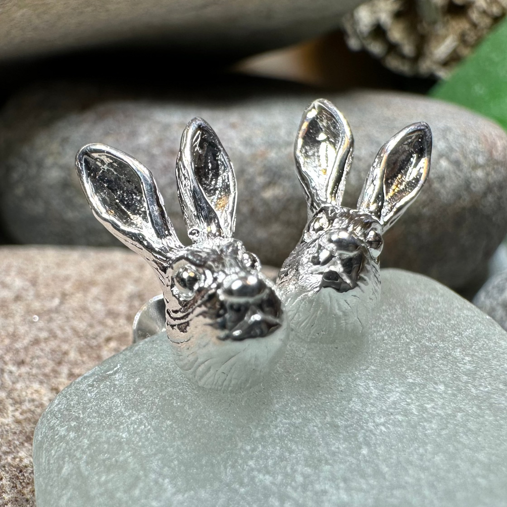 Thistledown Rabbit Post Earrings in Sterling Silver | Post Earrings | Wiccan Center