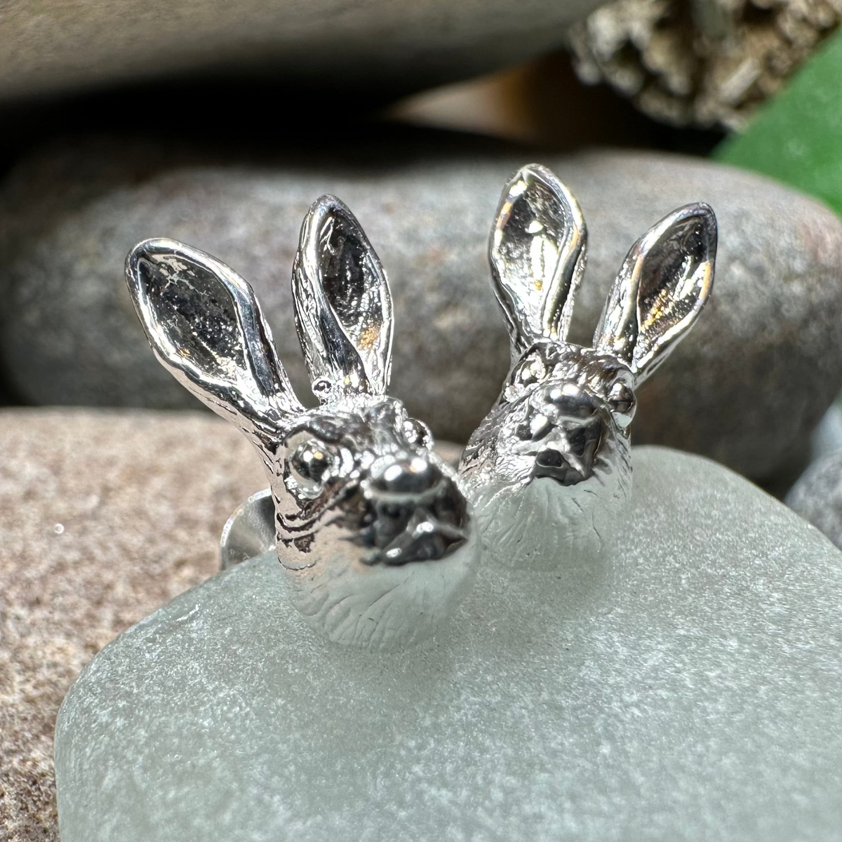 Thistledown Rabbit Post Earrings in Sterling Silver | Post Earrings | Wiccan Center