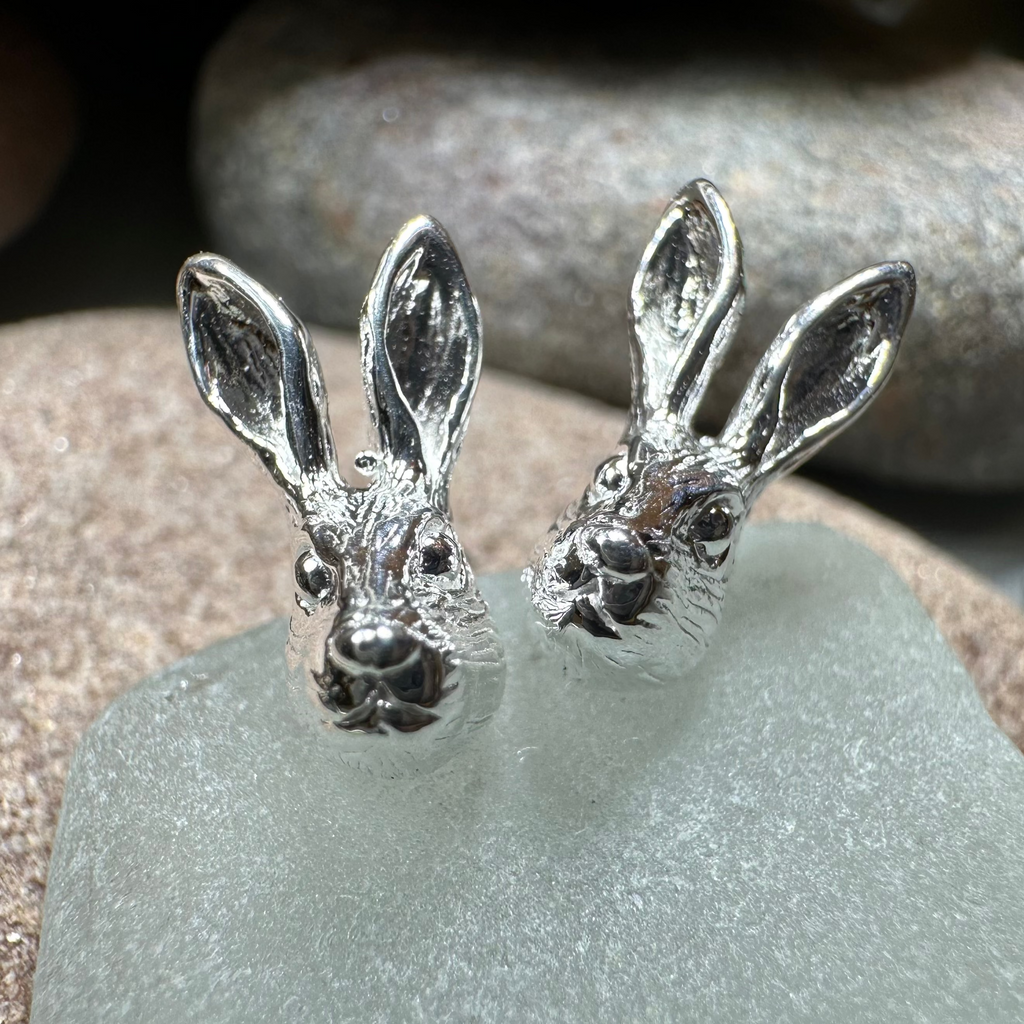 Thistledown Rabbit Post Earrings in Sterling Silver | Post Earrings | Wiccan Center