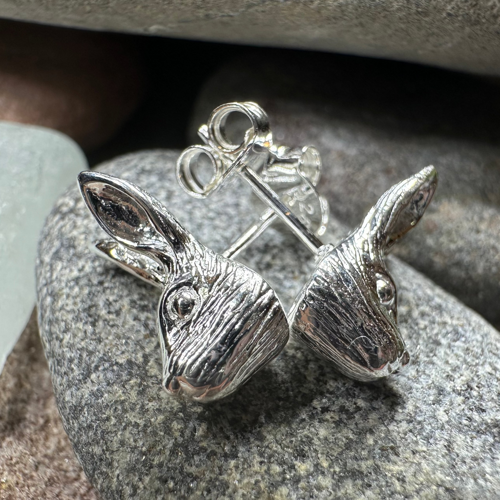 Thistledown Rabbit Post Earrings in Sterling Silver | Post Earrings | Wiccan Center