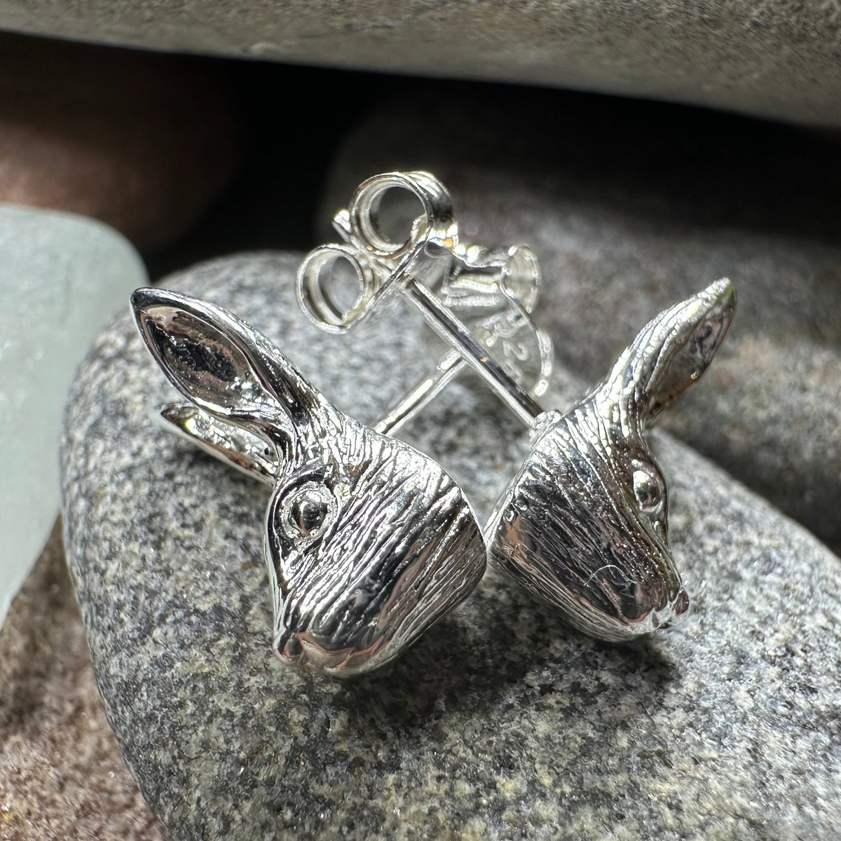 Thistledown Rabbit Post Earrings in Sterling Silver | Post Earrings | Wiccan Center