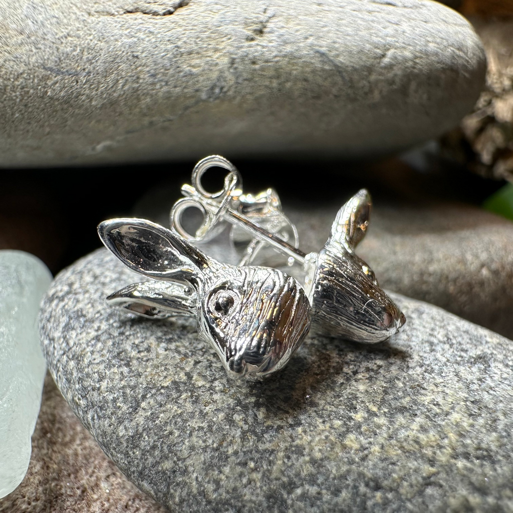 Thistledown Rabbit Post Earrings in Sterling Silver | Post Earrings | Wiccan Center