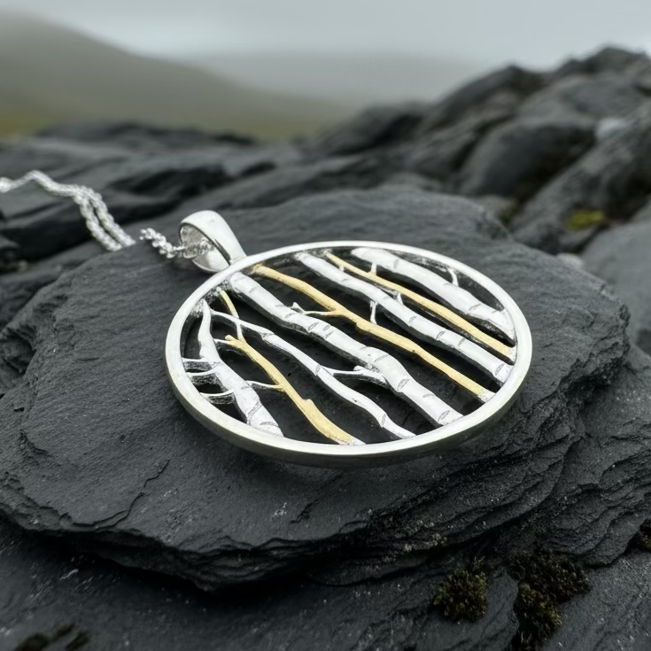 Birch Tree Forest Necklace in Sterling Silver | Pendant | Wiccan Center
