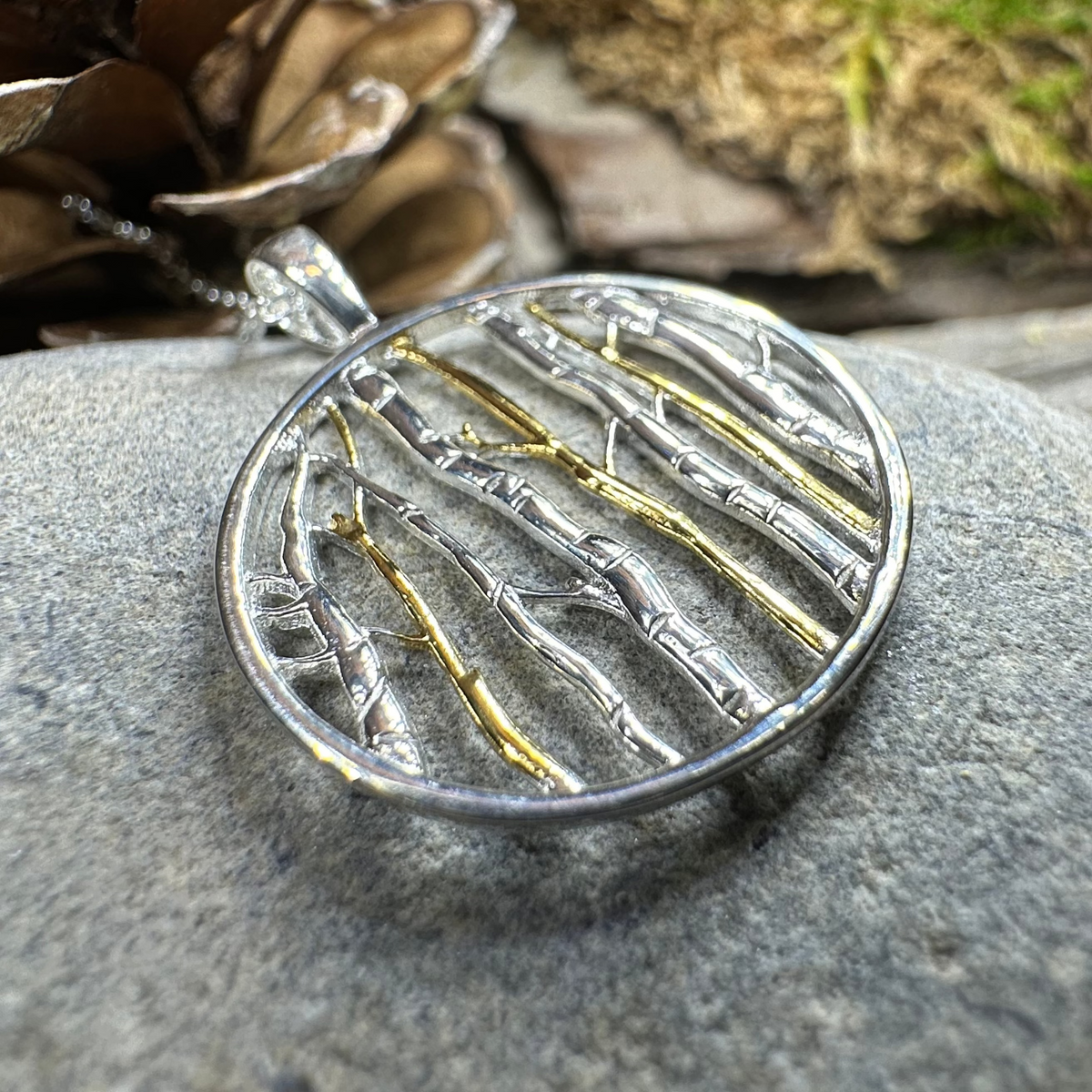 Birch Tree Forest Necklace in Sterling Silver | Pendant | Wiccan Center