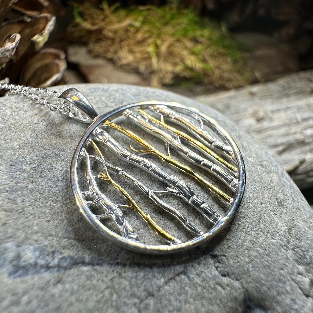 Birch Tree Forest Necklace in Sterling Silver | Pendant | Wiccan Center