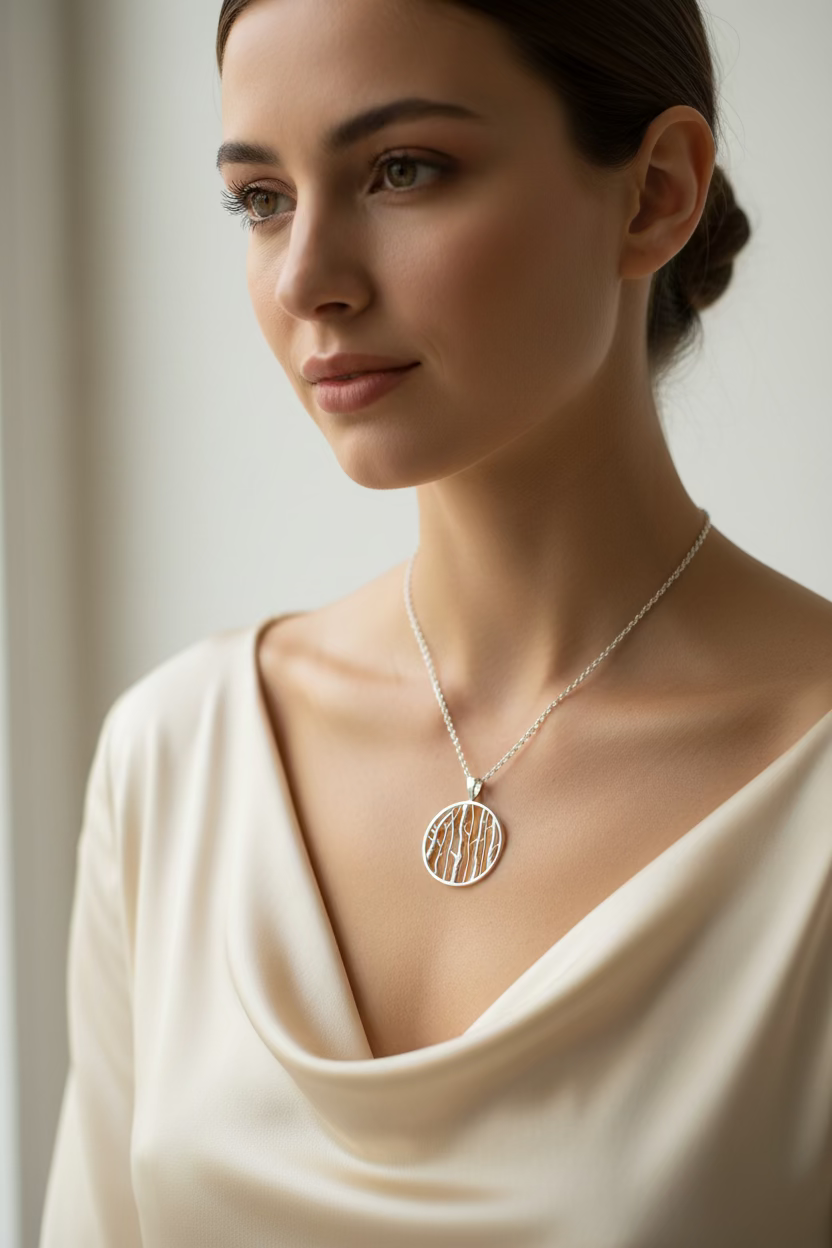 Birch Tree Forest Necklace in Sterling Silver | Pendant | Wiccan Center
