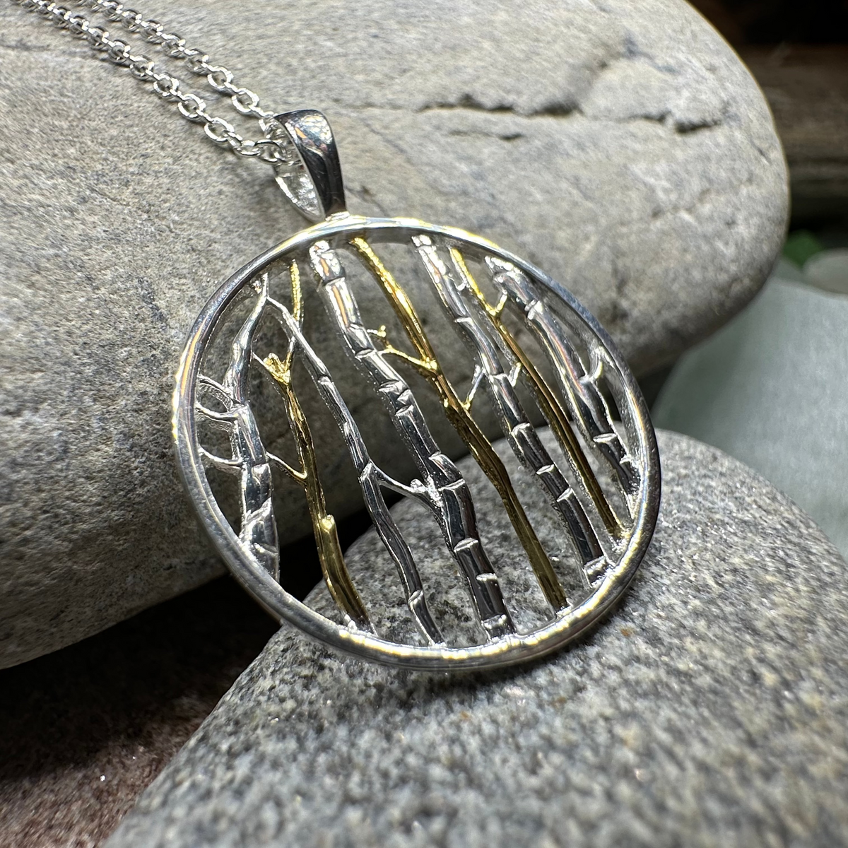 Birch Tree Forest Necklace in Sterling Silver | Pendant | Wiccan Center