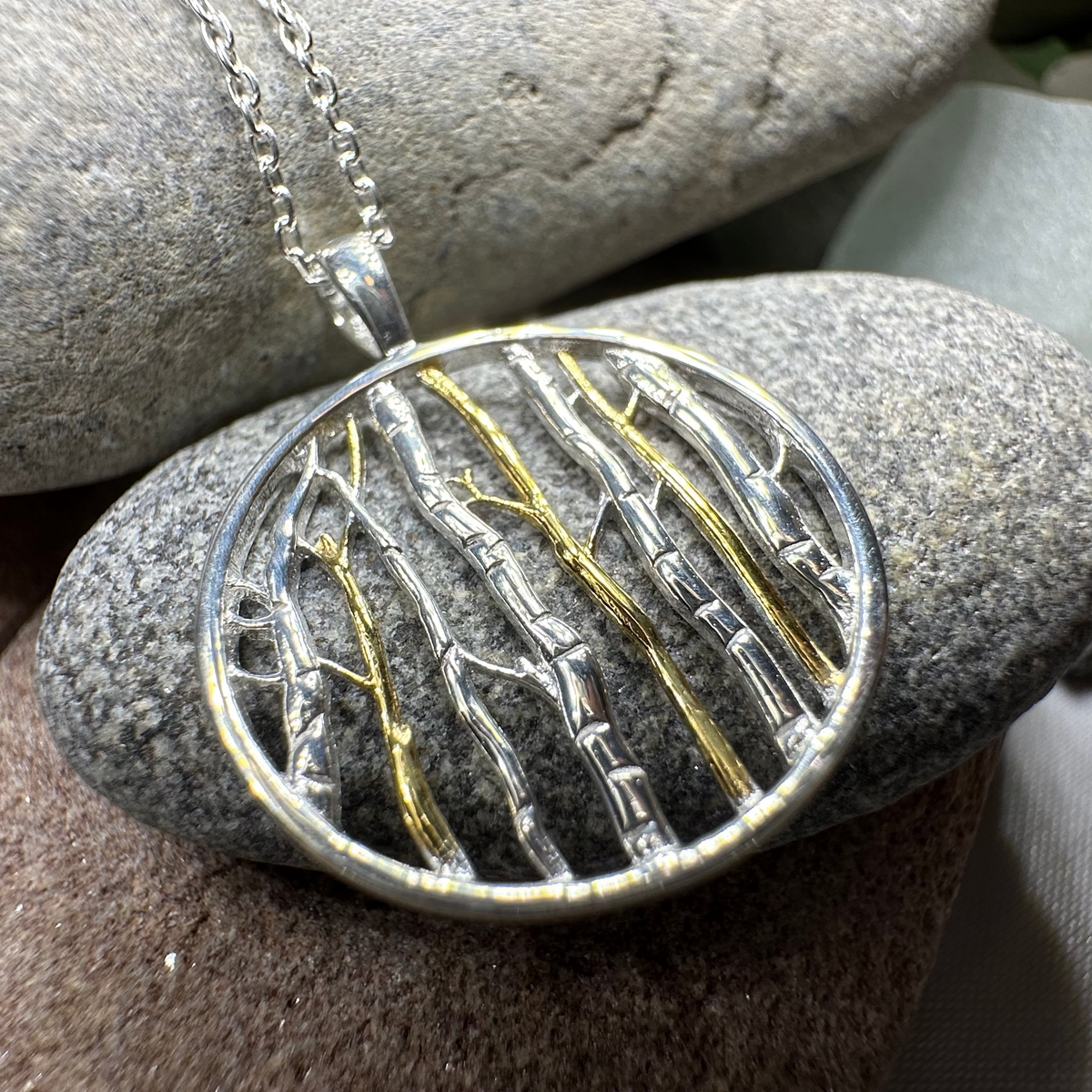 Birch Tree Forest Necklace in Sterling Silver | Pendant | Wiccan Center