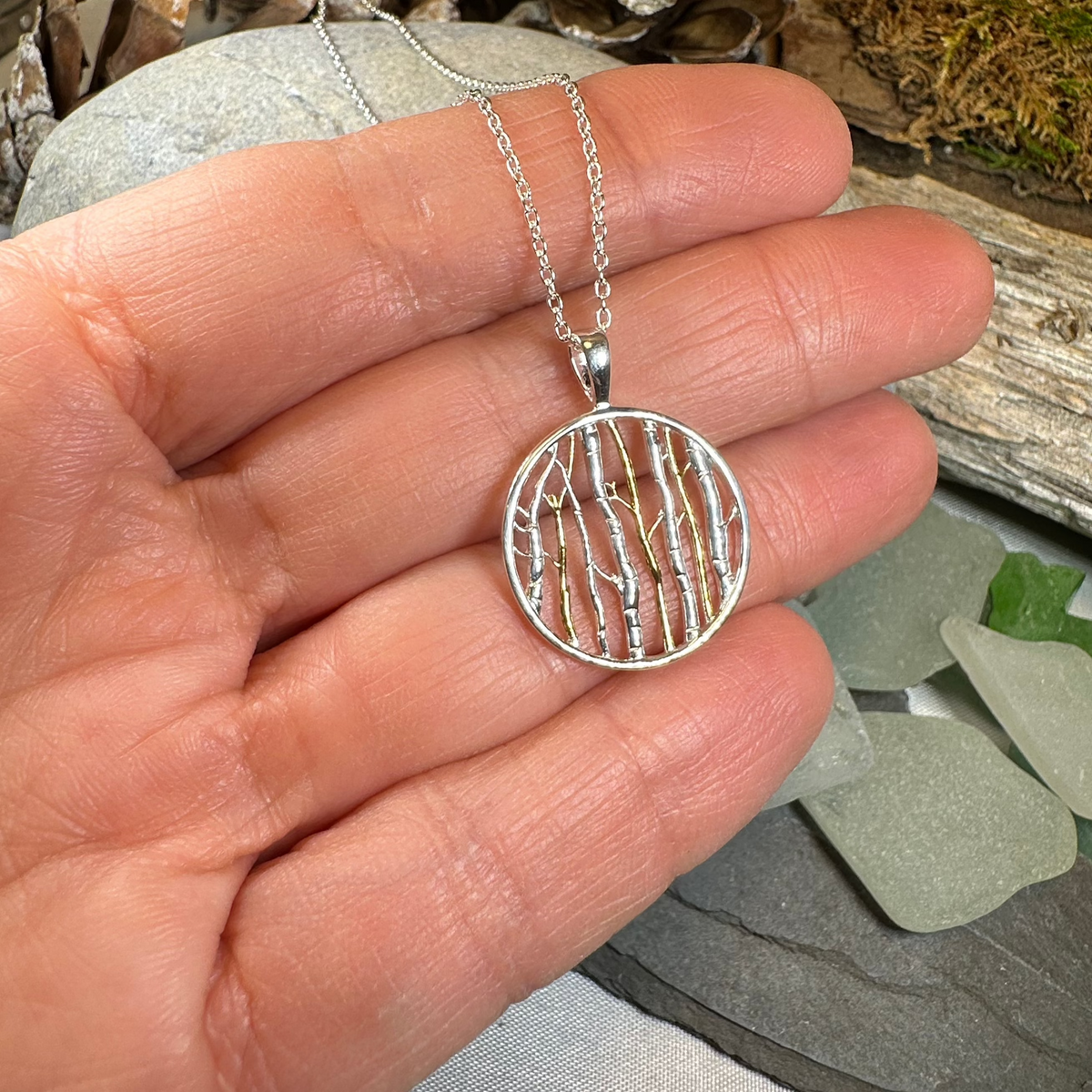 Birch Tree Forest Necklace in Sterling Silver | Pendant | Wiccan Center