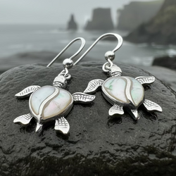 Farraige Turtle Love Earrings in Sterling Silver | Dangle Earrings | Wiccan Center