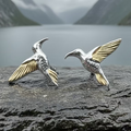 Golden Wing Hummingbird Post Earrings in Sterling Silver | Post Earrings | Wiccan Center