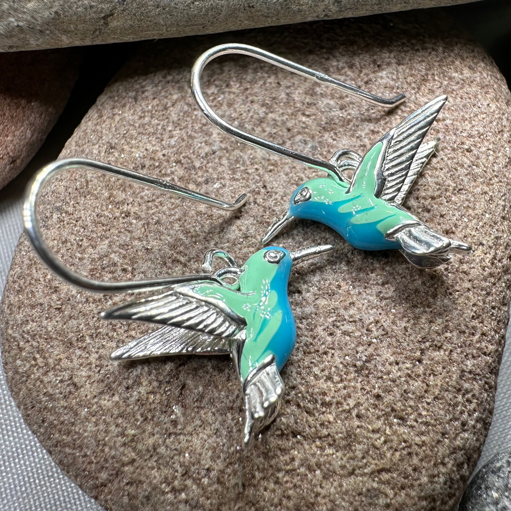 Colibrì Hummingbird Earrings in Sterling Silver | Dangle Earrings | Wiccan Center