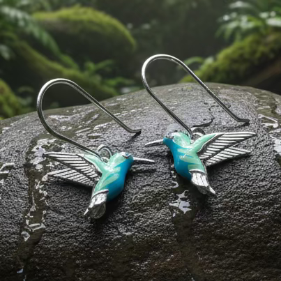Colibrì Hummingbird Earrings in Sterling Silver | Dangle Earrings | Wiccan Center