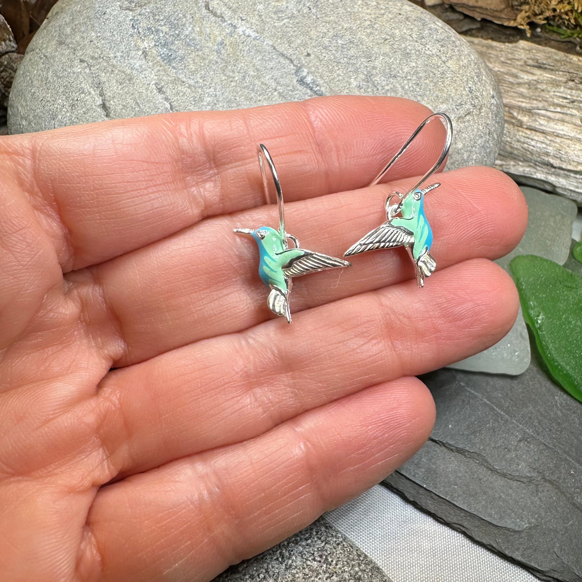 Colibrì Hummingbird Earrings in Sterling Silver | Dangle Earrings | Wiccan Center