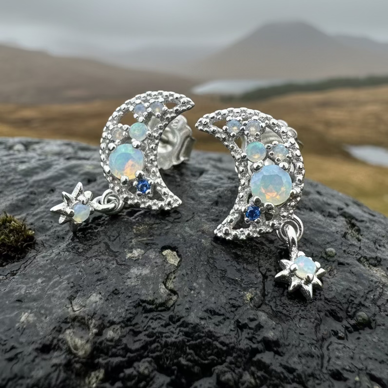 Sparkly Moon Post Earrings | Post Earrings | Wiccan Center