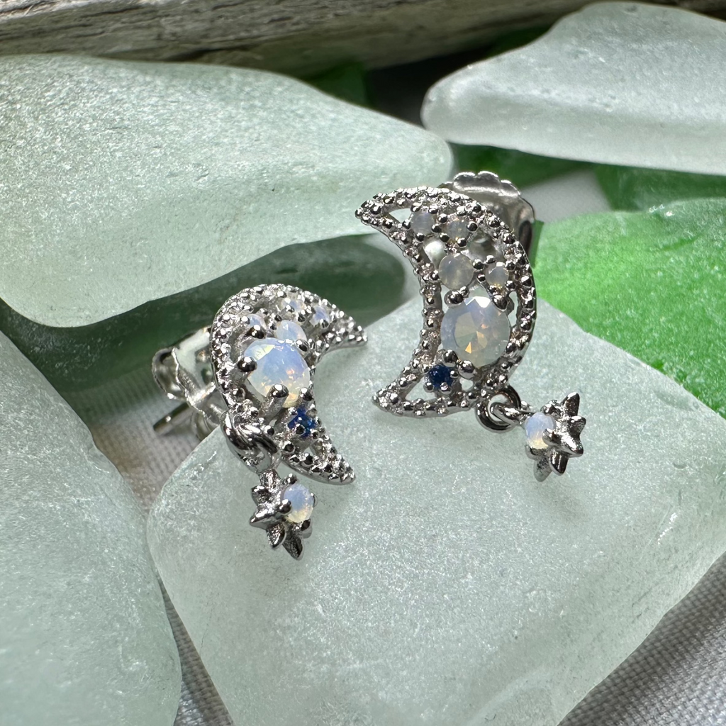 Sparkly Moon Post Earrings | Post Earrings | Wiccan Center