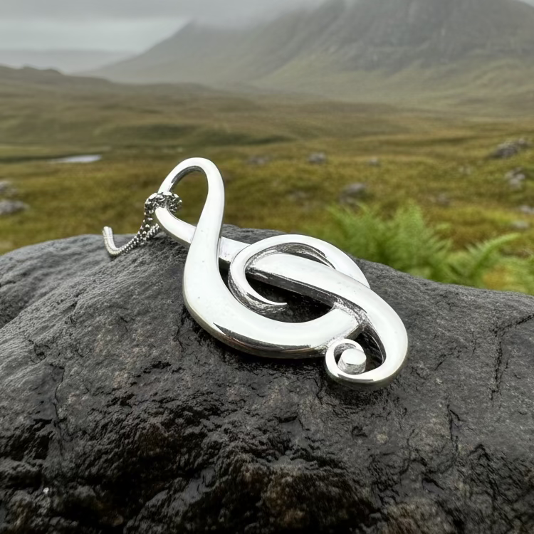 Elegant Music Necklace in Sterling Silver | Pendant | Wiccan Center