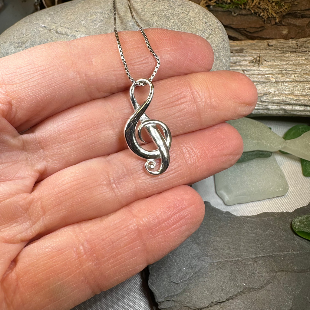 Elegant Music Necklace in Sterling Silver | Pendant | Wiccan Center