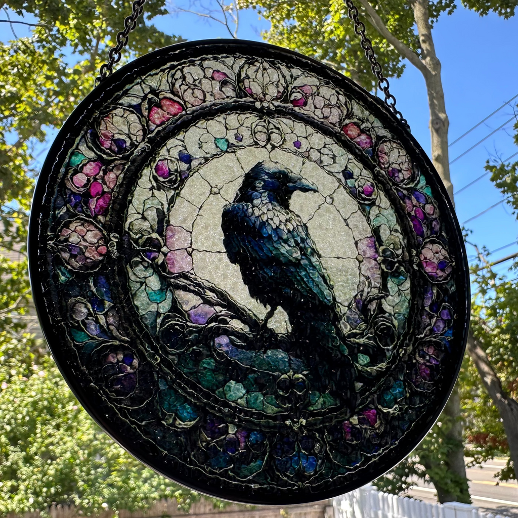Purple Gothic Raven Suncatcher | Gifts | Wiccan Center