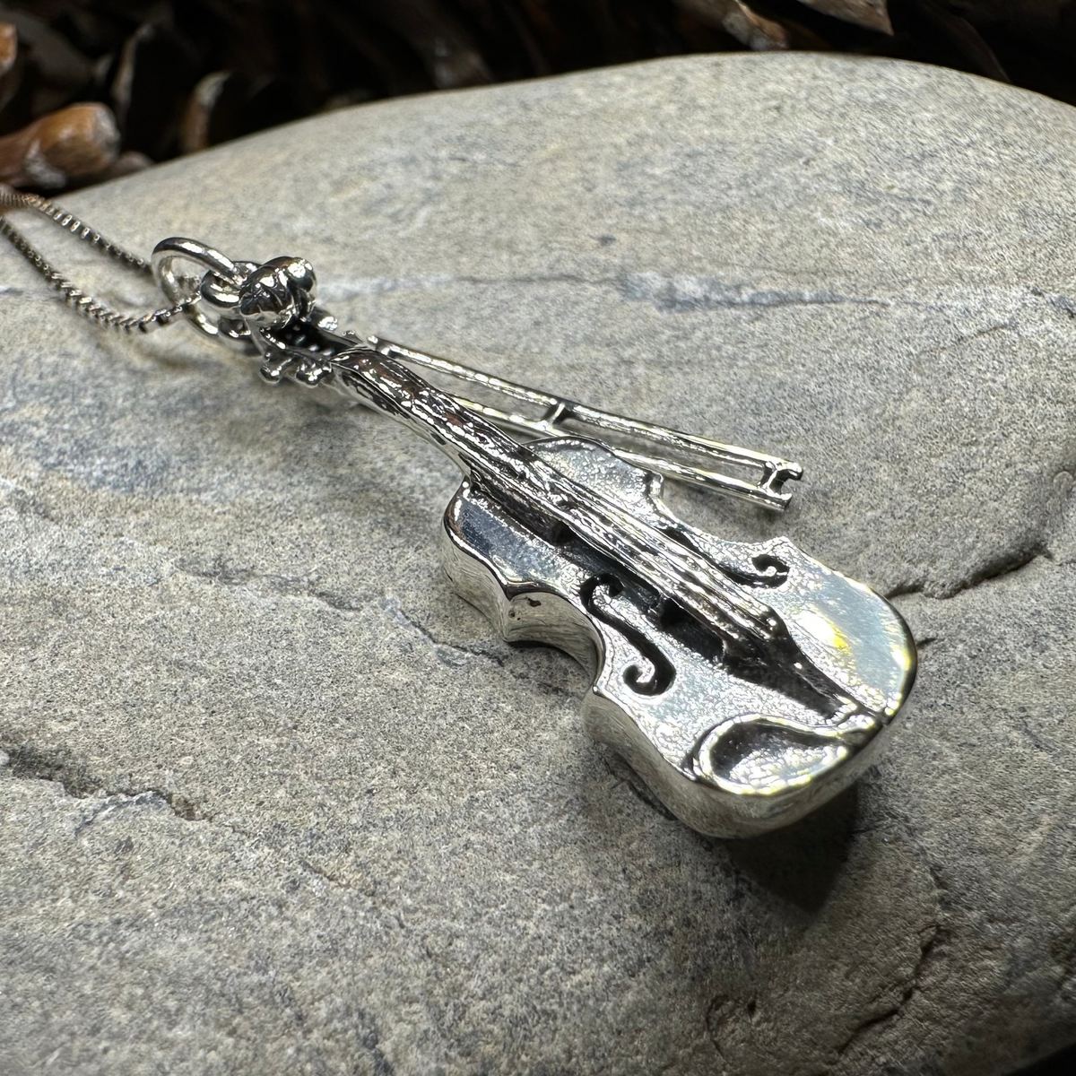 Irish Fiddle Celtic Necklace in Sterling Silver | Pendant | Wiccan Center
