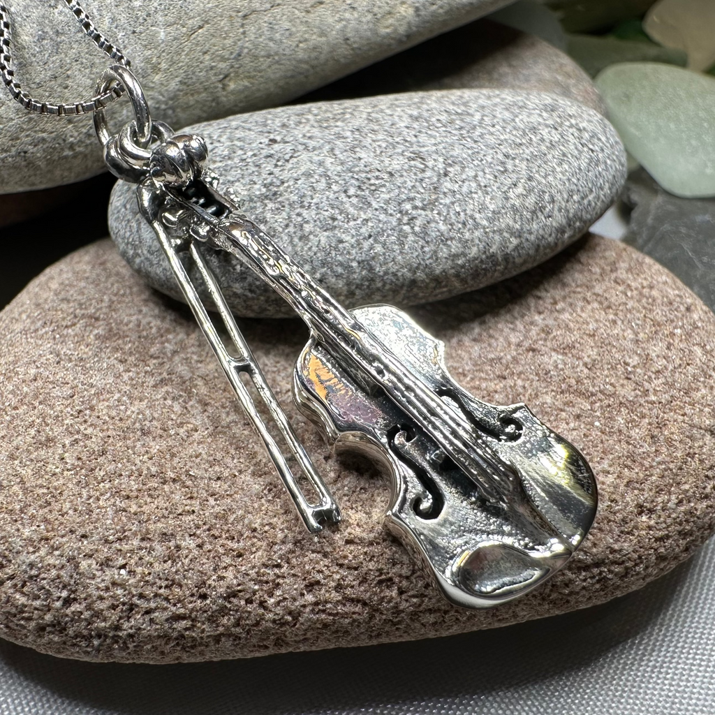 Irish Fiddle Celtic Necklace in Sterling Silver | Pendant | Wiccan Center