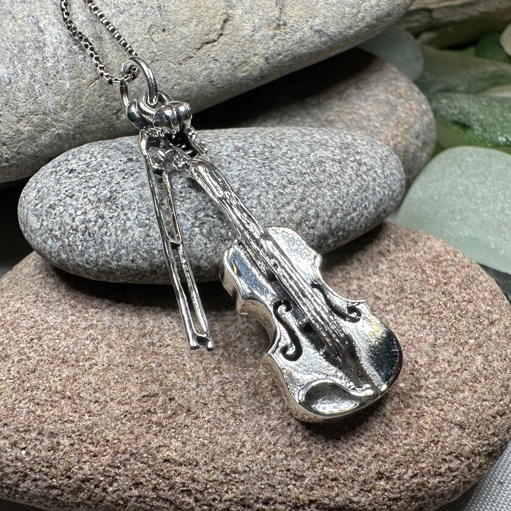 Irish Fiddle Celtic Necklace in Sterling Silver | Pendant | Wiccan Center