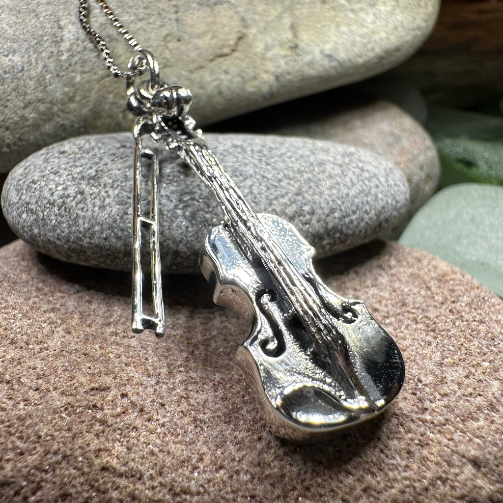 Irish Fiddle Celtic Necklace in Sterling Silver | Pendant | Wiccan Center