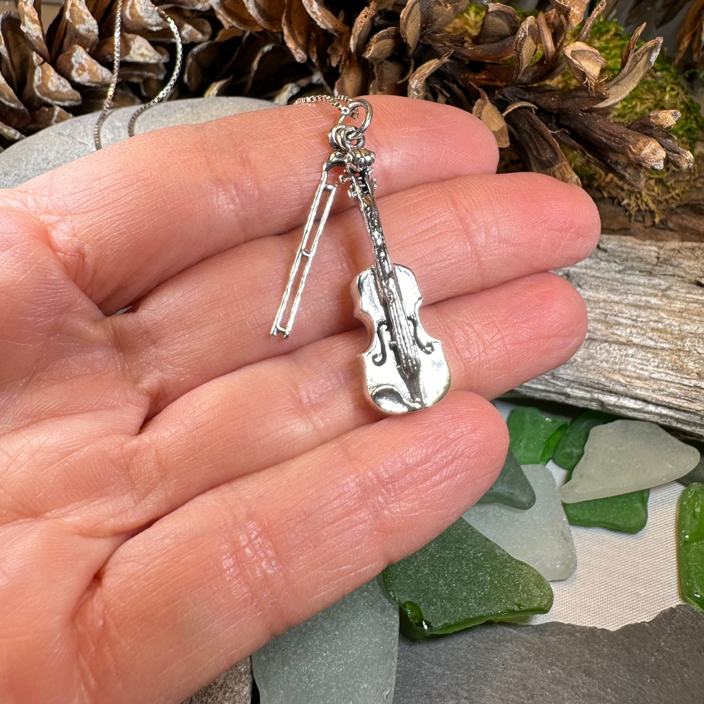 Irish Fiddle Celtic Necklace in Sterling Silver | Pendant | Wiccan Center