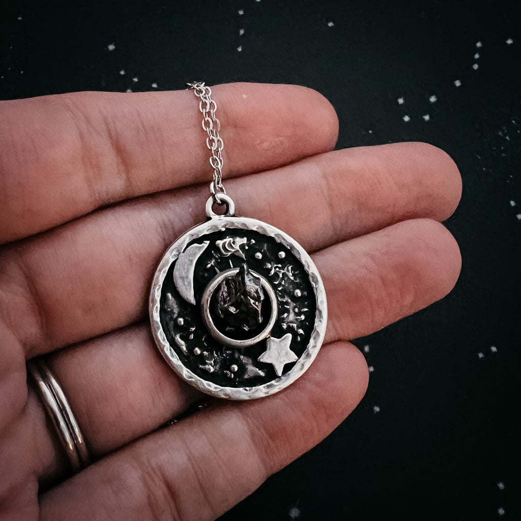 Night Sky Pendant Necklace with Authentic Meteorite | Necklace | Wiccan Center