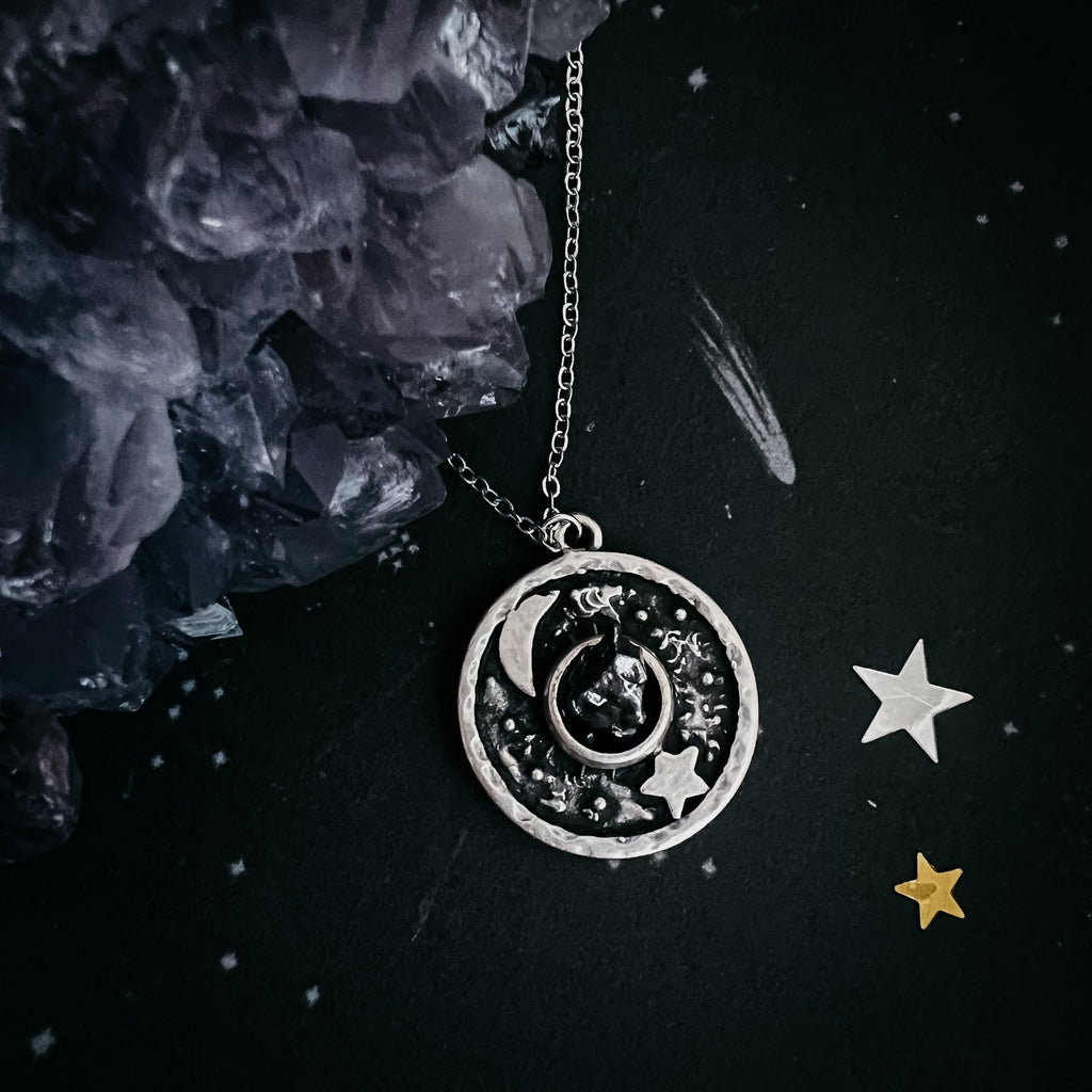 Night Sky Pendant Necklace with Authentic Meteorite | Necklace | Wiccan Center