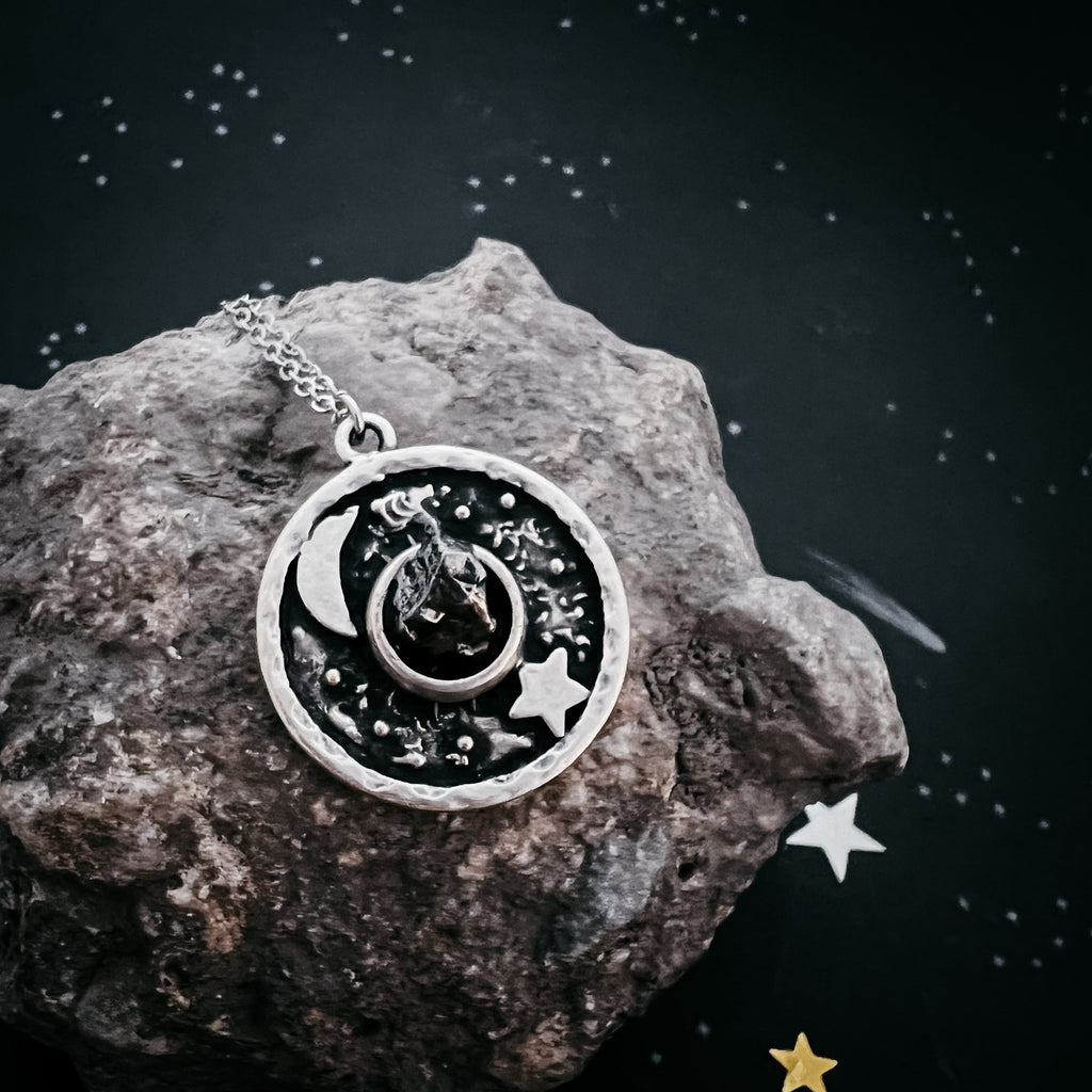 Night Sky Pendant Necklace with Authentic Meteorite | Necklace | Wiccan Center