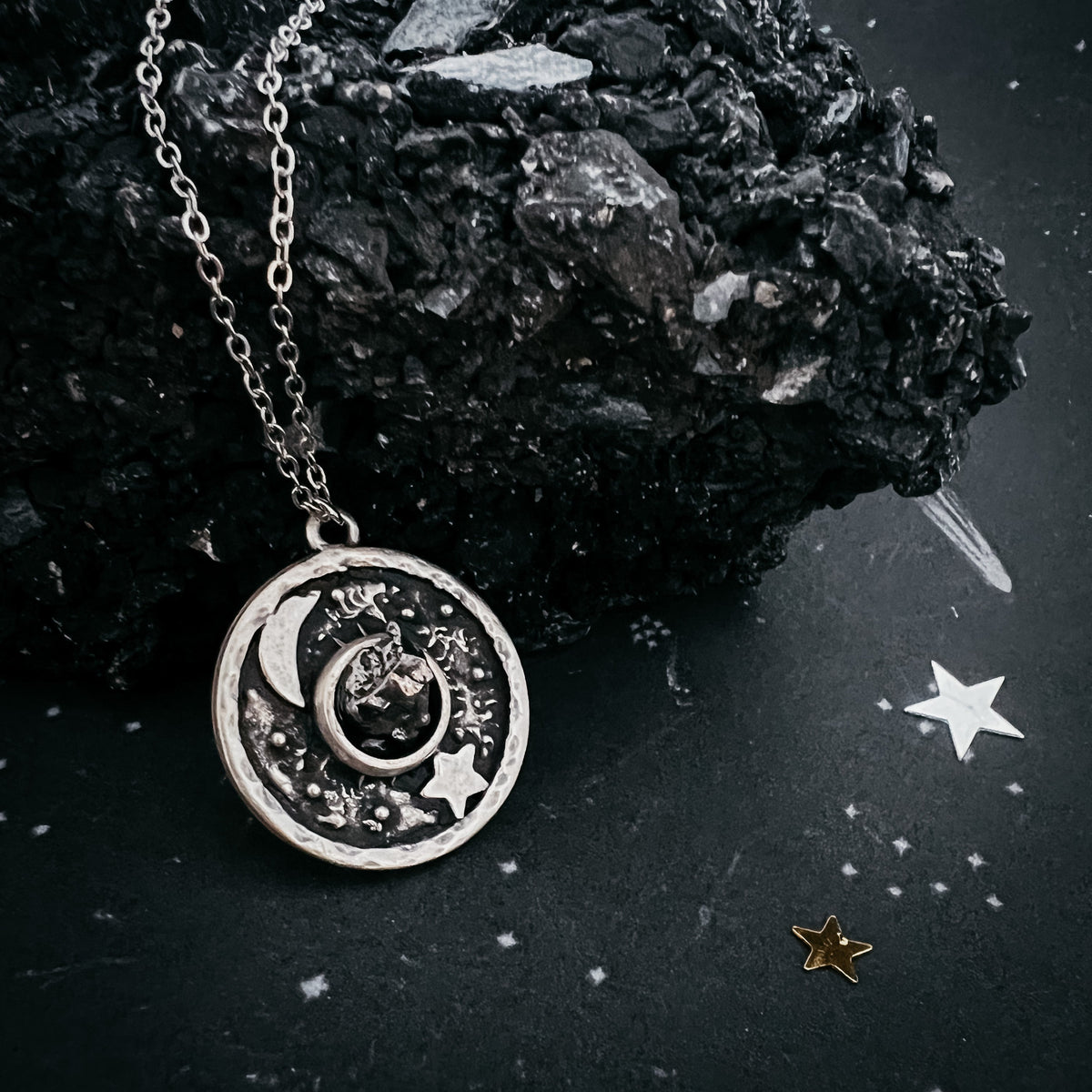 Night Sky Pendant Necklace with Authentic Meteorite | Necklace | Wiccan Center