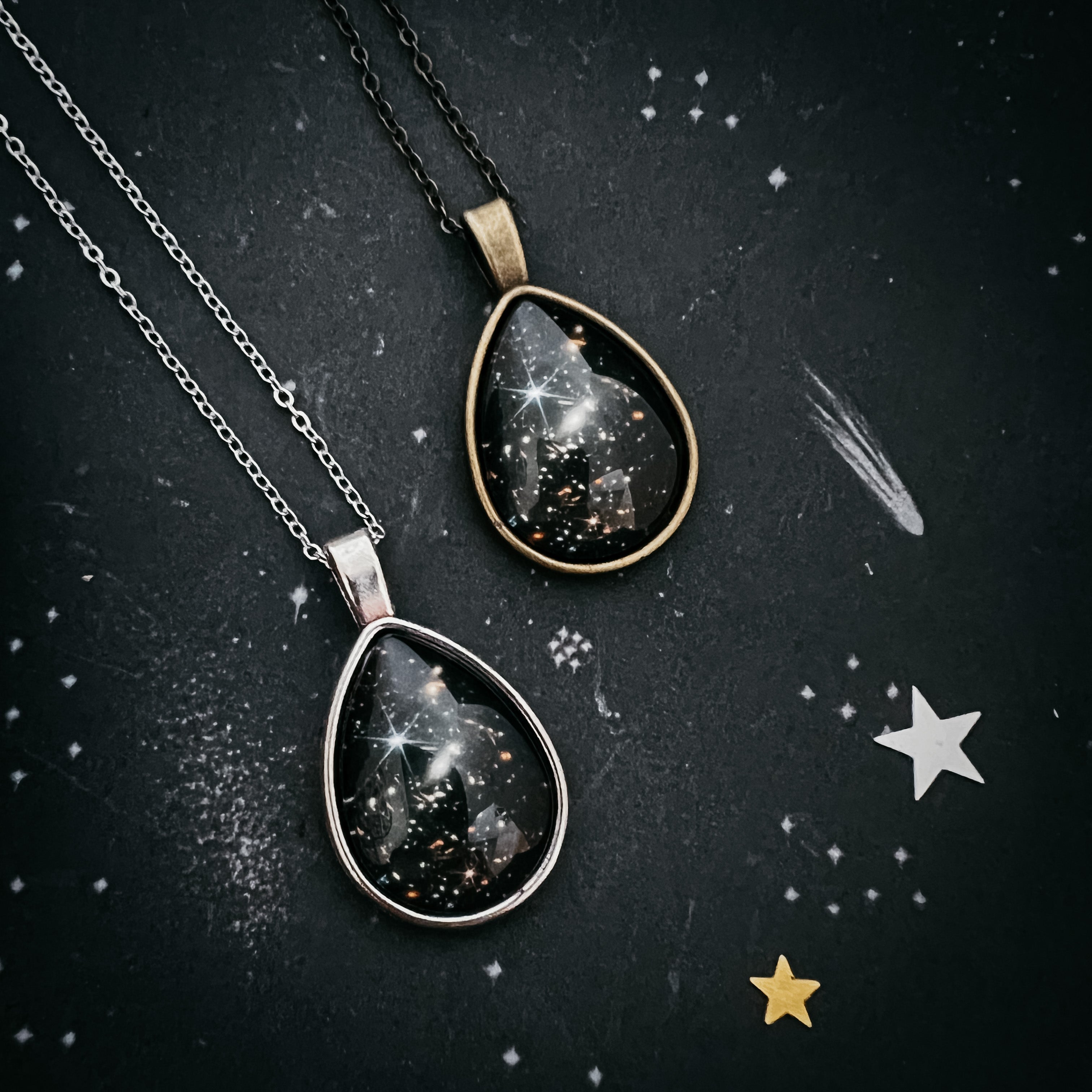 JWST Deep Field Drops in Cosmic Ocean Teardrop Necklace | Necklace | Wiccan Center
