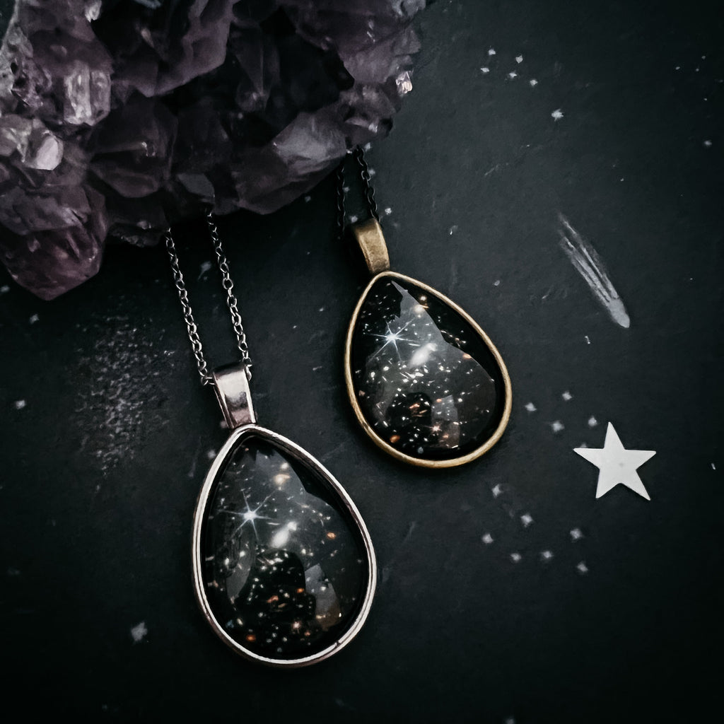 JWST Deep Field Drops in Cosmic Ocean Teardrop Necklace | Necklace | Wiccan Center