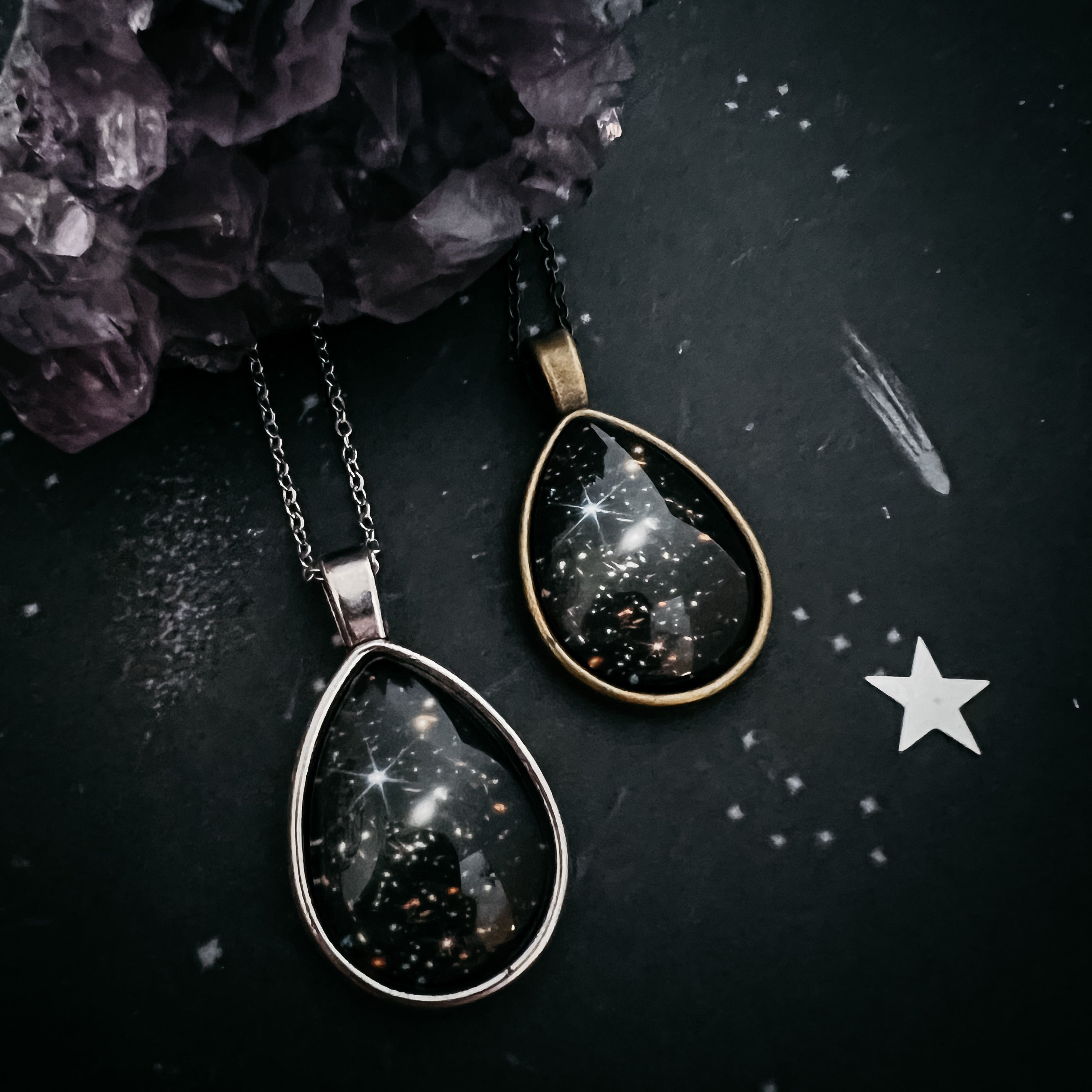 JWST Deep Field Drops in Cosmic Ocean Teardrop Necklace | Necklace | Wiccan Center