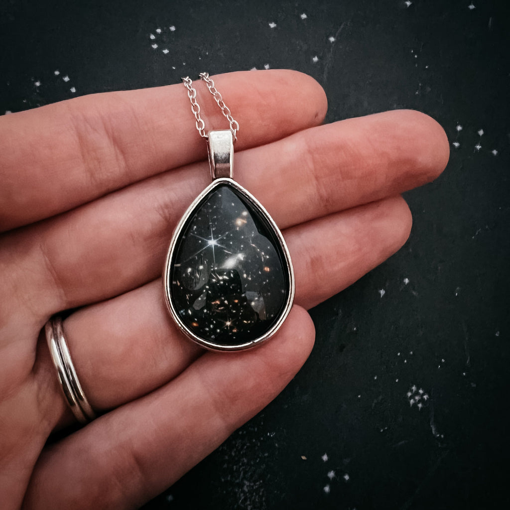 JWST Deep Field Drops in Cosmic Ocean Teardrop Necklace | Necklace | Wiccan Center