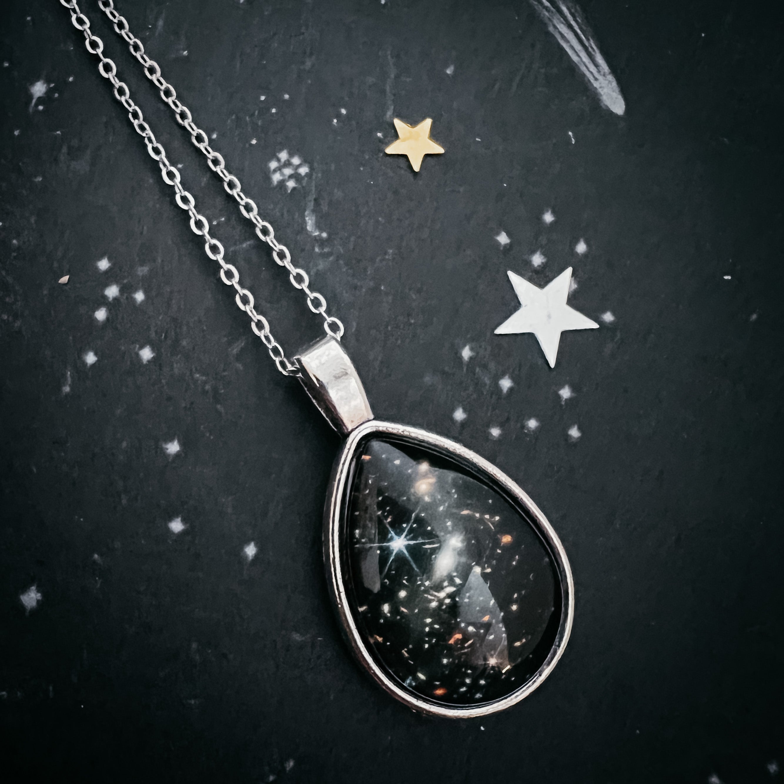 JWST Deep Field Drops in Cosmic Ocean Teardrop Necklace | Necklace | Wiccan Center