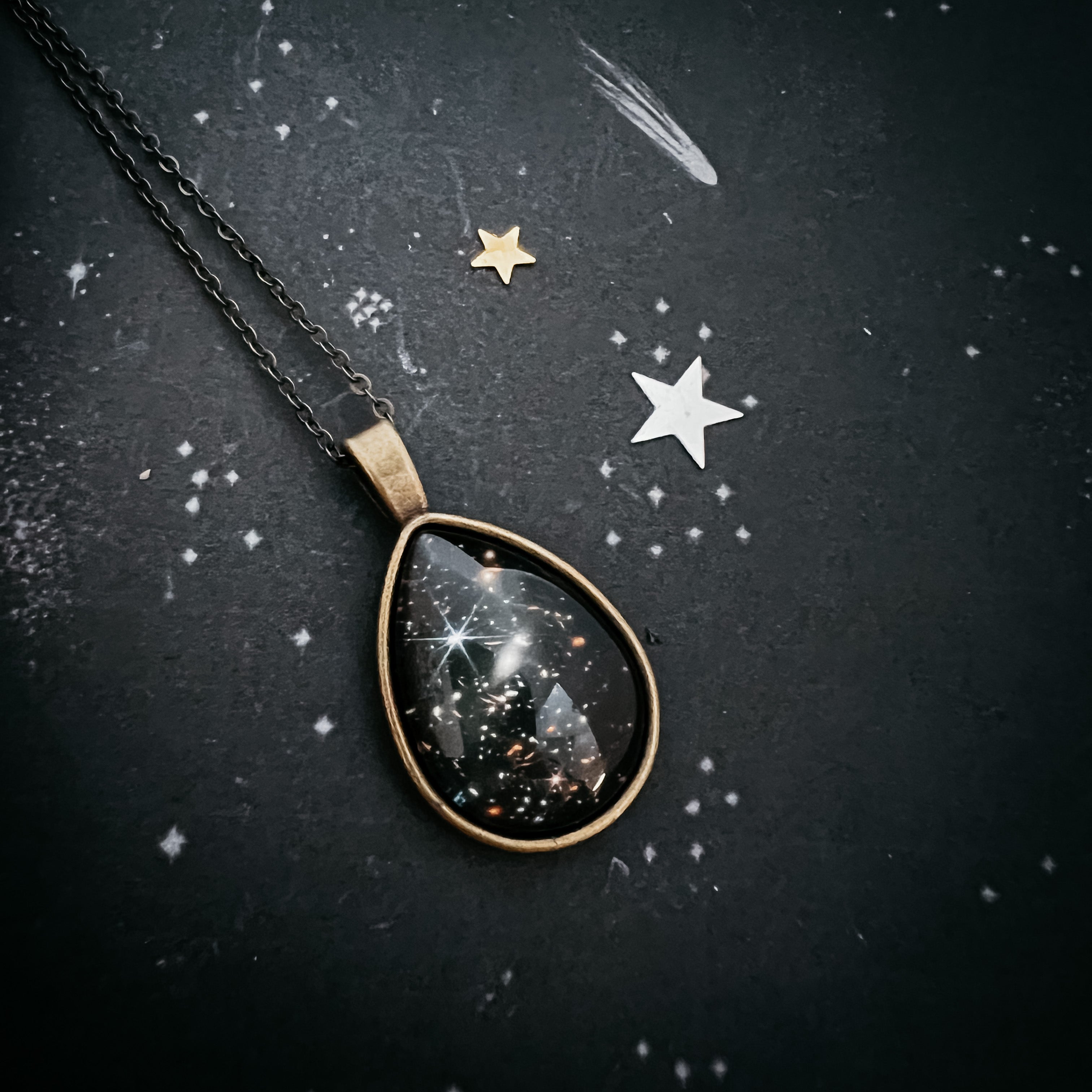 JWST Deep Field Drops in Cosmic Ocean Teardrop Necklace | Necklace | Wiccan Center