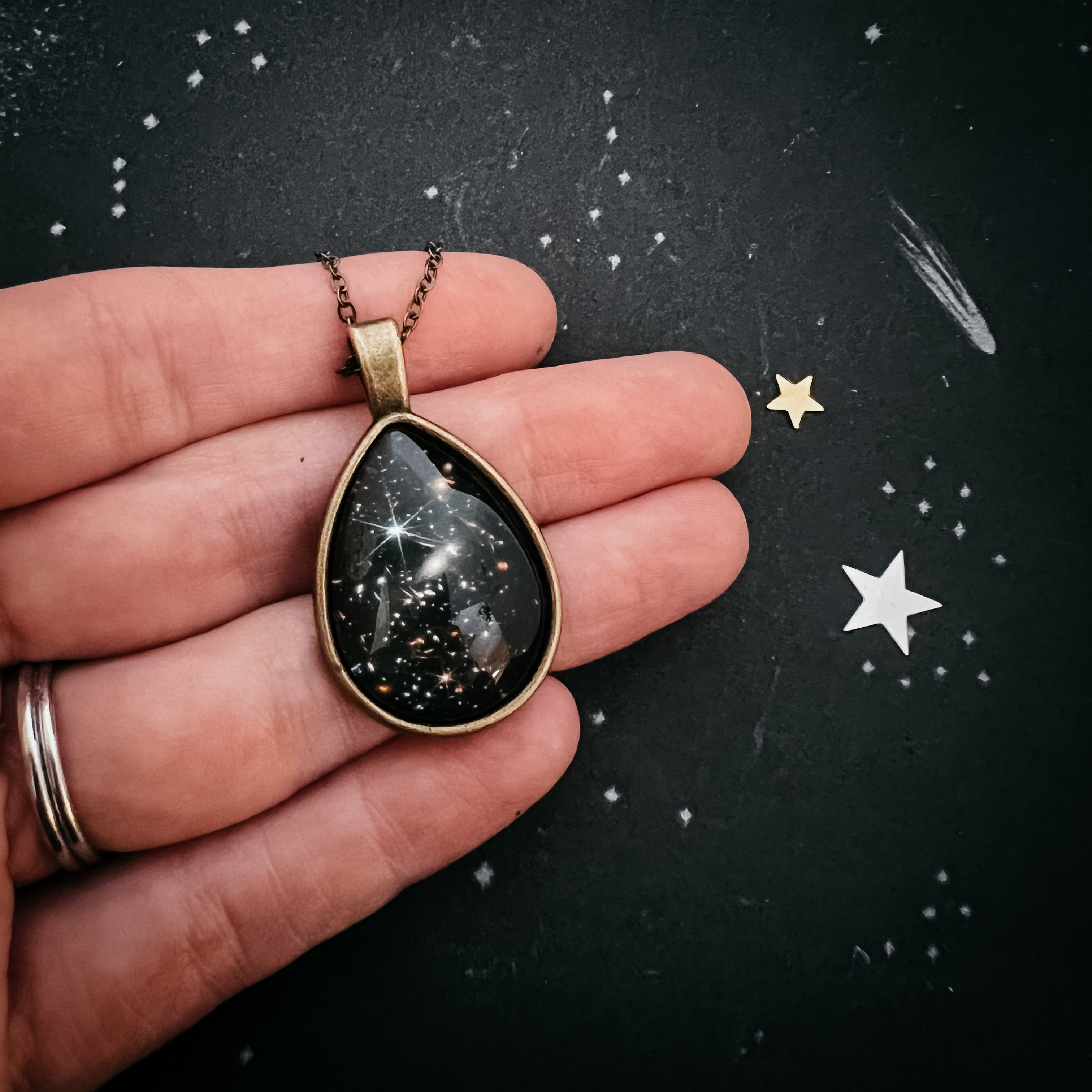 JWST Deep Field Drops in Cosmic Ocean Teardrop Necklace | Necklace | Wiccan Center
